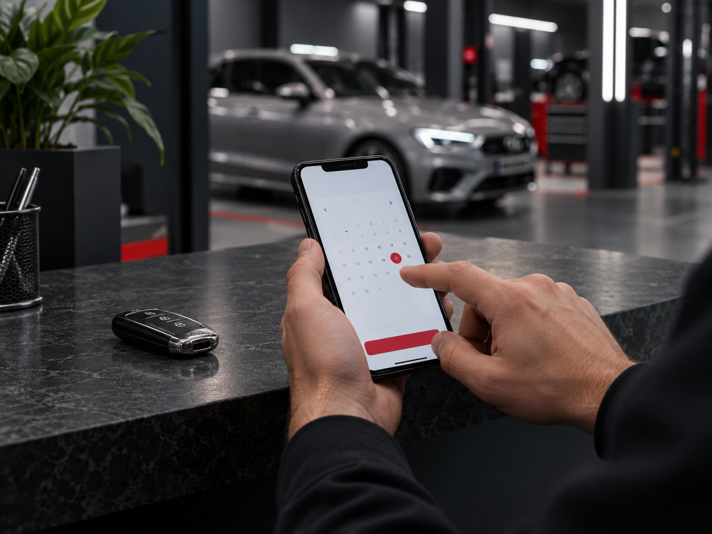 Booking a vehicle appointment on a smartphone