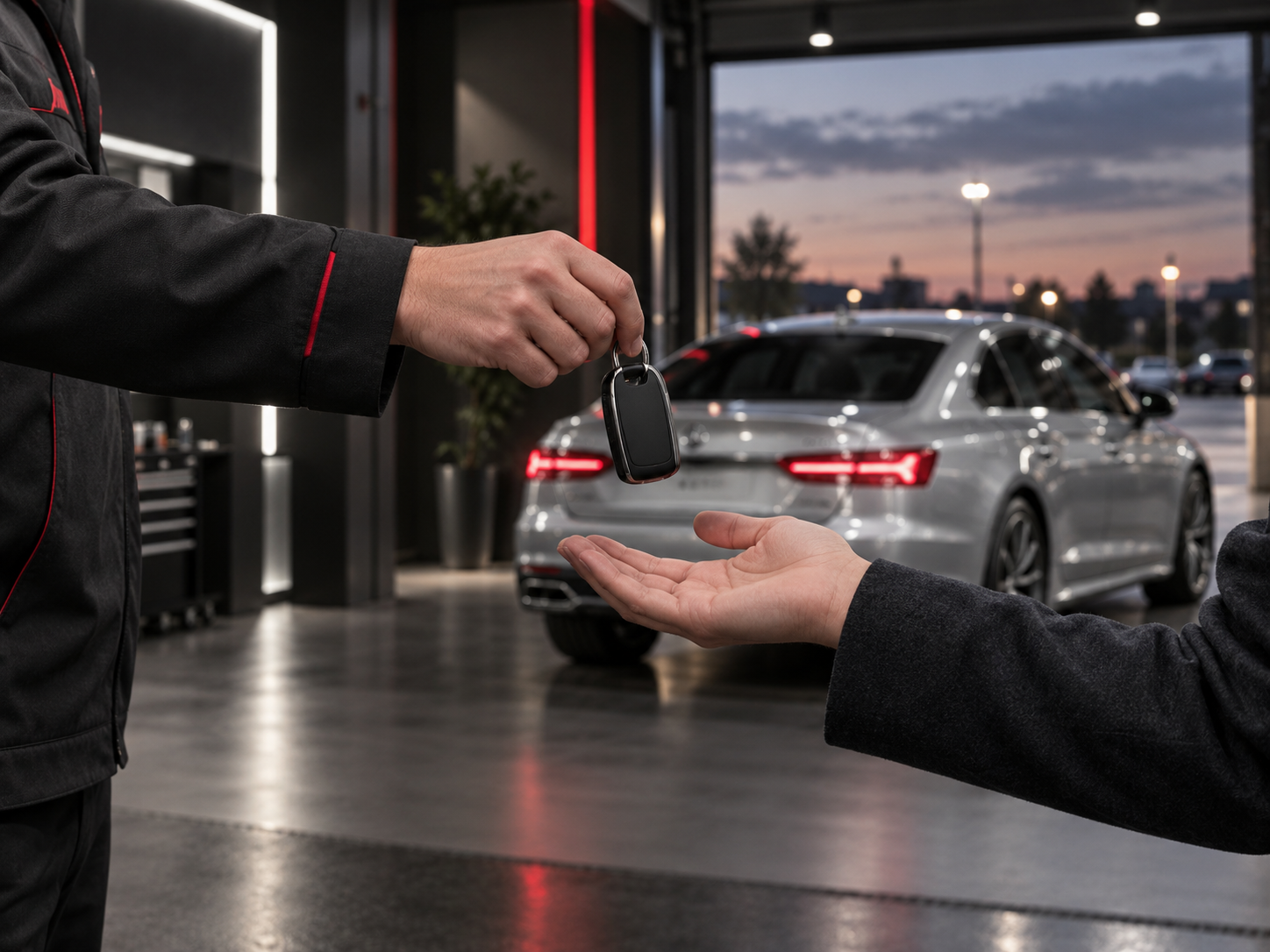 Vehicle keys being returned to a customer